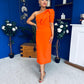 April Pearl Detail Occasion Midi Dress Coral