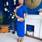 April Pearl Detail Occasion Midi Dress Cobalt