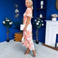 Heidi Square Neck Ruched Midi Dress Floral Coral