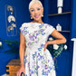 Breffy Asymmetric Neckline Skater Midi Floral Lilac & Cream