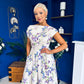 Breffy Asymmetric Neckline Skater Midi Floral Lilac & Cream