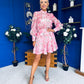 Gina Embellished Shirt & Skirt Set Rose