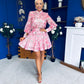 Gina Embellished Shirt & Skirt Set Rose