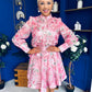Gina Embellished Shirt & Skirt Set Rose