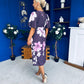 Saoirse Angel Sleeve Midi Dress Floral Burgundy