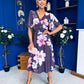 Saoirse Angel Sleeve Midi Dress Floral Burgundy