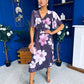 Saoirse Angel Sleeve Midi Dress Floral Burgundy