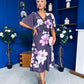 Saoirse Angel Sleeve Midi Dress Floral Burgundy