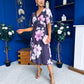 Saoirse Angel Sleeve Midi Dress Floral Burgundy