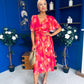 Saoirse Angel Sleeve Midi Dress Marble Coral