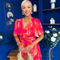 Saoirse Angel Sleeve Midi Dress Marble Coral