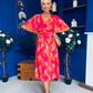 Saoirse Angel Sleeve Midi Dress Marble Coral