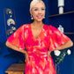 Saoirse Angel Sleeve Midi Dress Marble Coral
