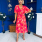 Saoirse Angel Sleeve Midi Dress Marble Coral