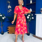 Saoirse Angel Sleeve Midi Dress Marble Coral