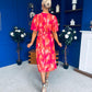 Saoirse Angel Sleeve Midi Dress Marble Coral