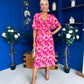Saoirse Angel Sleeve Midi Dress Floral Pink