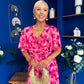 Saoirse Angel Sleeve Midi Dress Floral Pink