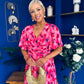 Saoirse Angel Sleeve Midi Dress Floral Pink