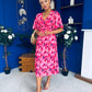 Saoirse Angel Sleeve Midi Dress Floral Pink