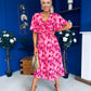 Saoirse Angel Sleeve Midi Dress Floral Pink
