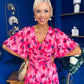 Saoirse Angel Sleeve Midi Dress Floral Pink