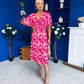 Saoirse Angel Sleeve Midi Dress Floral Pink