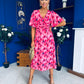 Saoirse Angel Sleeve Midi Dress Floral Pink