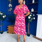 Saoirse Angel Sleeve Midi Dress Floral Pink