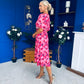Saoirse Angel Sleeve Midi Dress Floral Pink
