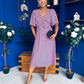 Saoirse Angel Sleeve Midi Dress Polka Pink