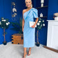 April Pearl Detail Occasion Midi Dress Pwr Blue
