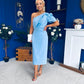 April Pearl Detail Occasion Midi Dress Pwr Blue