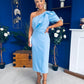 April Pearl Detail Occasion Midi Dress Pwr Blue