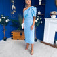 April Pearl Detail Occasion Midi Dress Pwr Blue