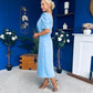 April Pearl Detail Occasion Midi Dress Pwr Blue
