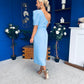 April Pearl Detail Occasion Midi Dress Pwr Blue