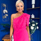 April Pearl Detail Occasion Midi Dress Hot Pink
