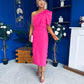 April Pearl Detail Occasion Midi Dress Hot Pink