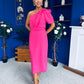 April Pearl Detail Occasion Midi Dress Hot Pink