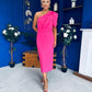 April Pearl Detail Occasion Midi Dress Hot Pink