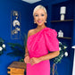 April Pearl Detail Occasion Midi Dress Hot Pink