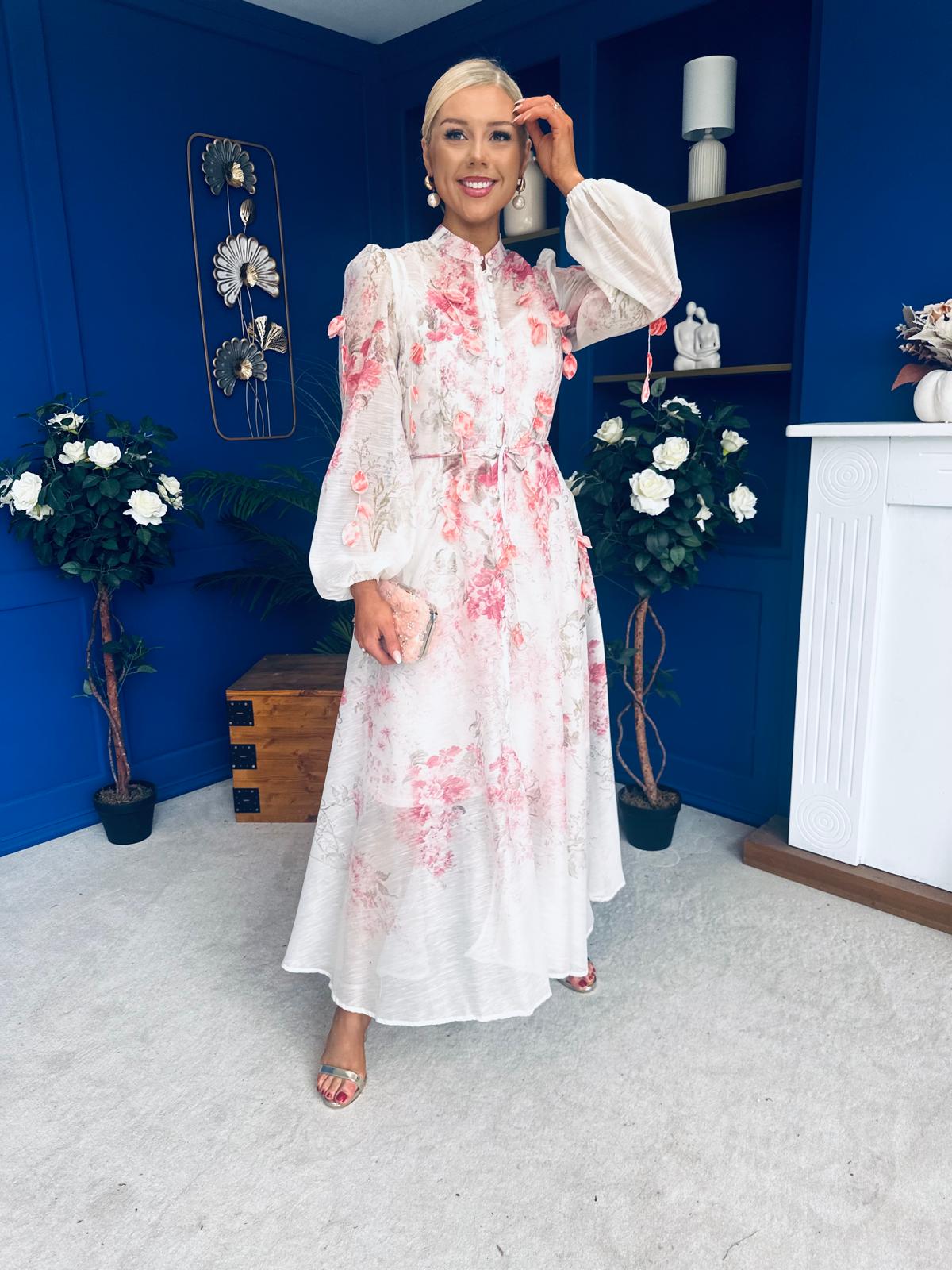 Darla Detailed Midi Shirt Dress Floral