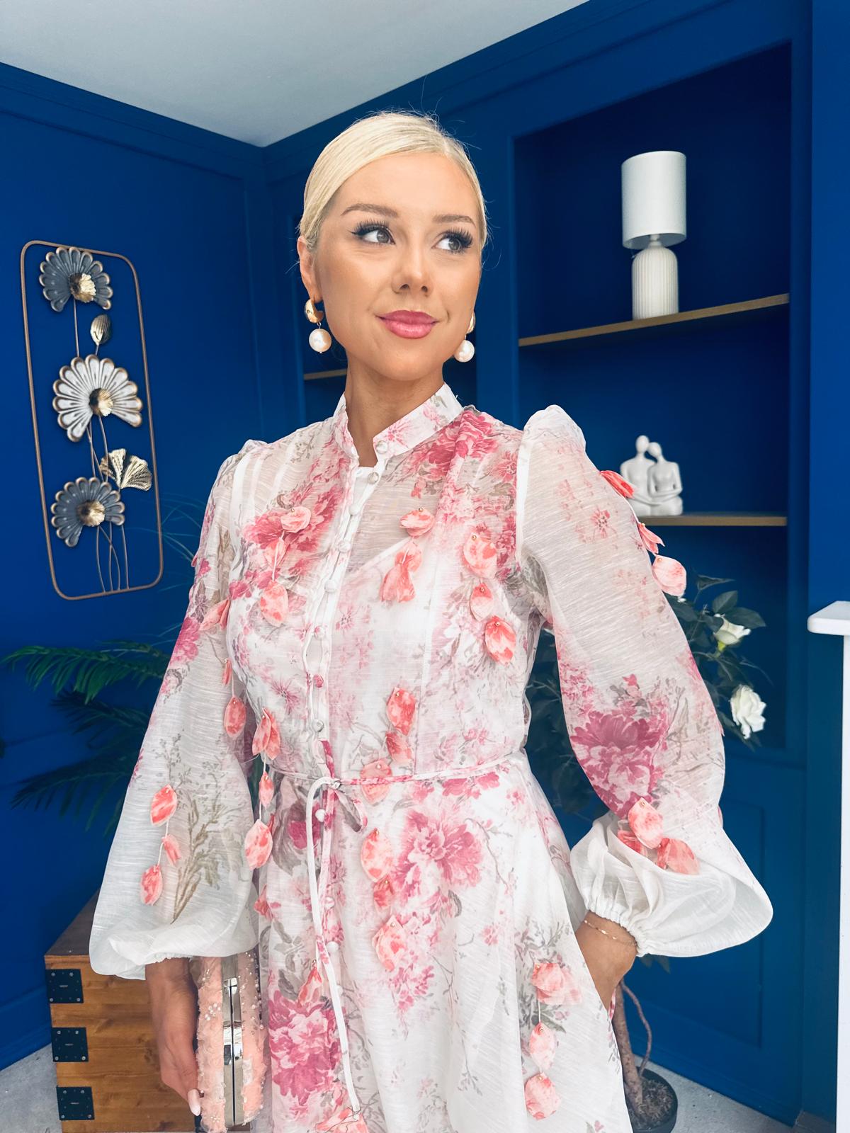 Darla Detailed Midi Shirt Dress Floral