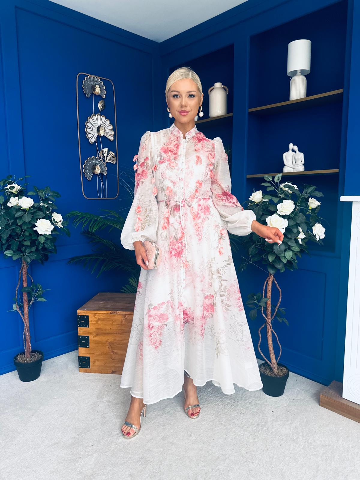 Darla Detailed Midi Shirt Dress Floral