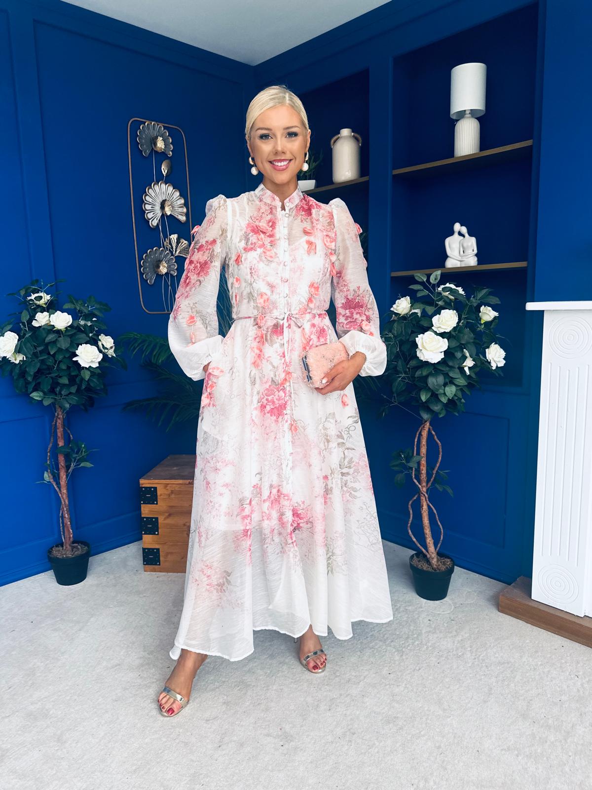 Darla Detailed Midi Shirt Dress Floral
