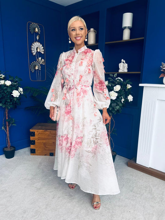 Darla Detailed Midi Shirt Dress Floral