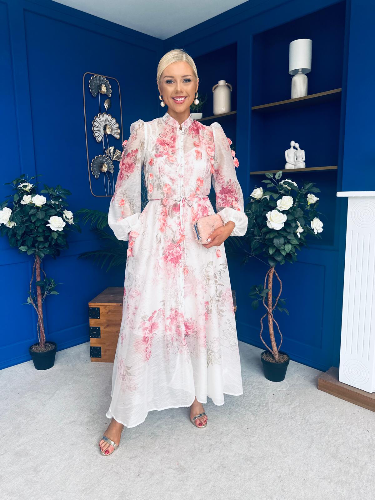 Darla Detailed Midi Shirt Dress Floral