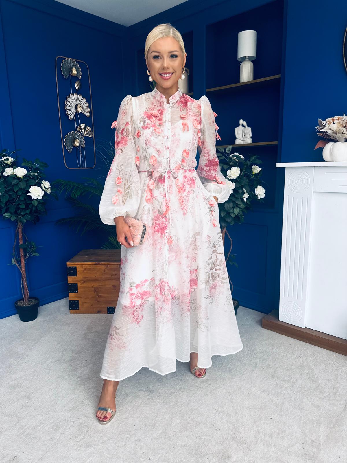 Darla Detailed Midi Shirt Dress Floral