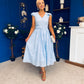 Jodie Crochet Detail Occasion Dress Pwr Blue
